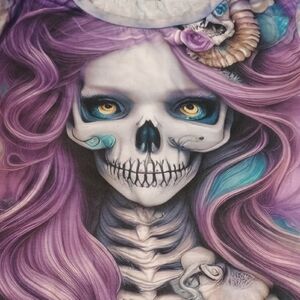 SHEIN Enigmatic Skeleton Art with Purple and Blue Accents